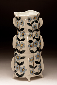 Image of the porcelain paper clay work Tall Blue Vase by Jerry L. Bennett.